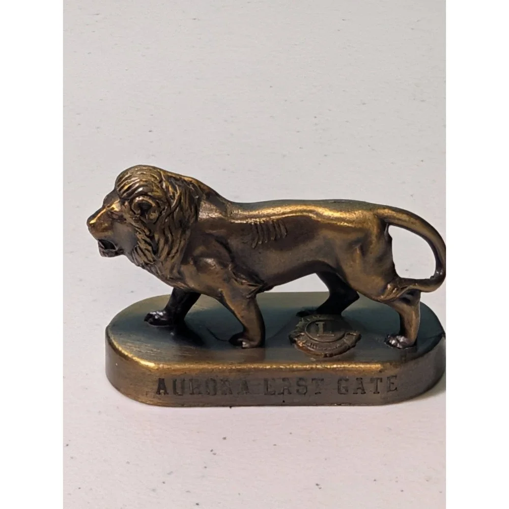 Lions Club International Brass Lion Figurine Vintage
